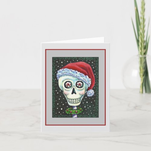 DEAD HEAD SANTA SKULL CHRISTMAS SKELETON HUMOR HOLIDAY CARD