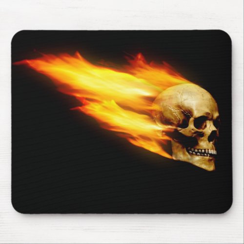 dead head with flames mouse pad