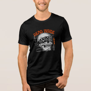 Dead Inside Blindfolded Skull Barbed Wire Streetwe Tri-Blend Shirt