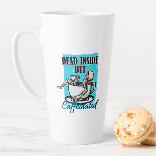 Dead Inside But Caffeinated Coffee Loving Skeleton Latte Mug