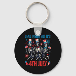 Dead Inside But Its 4th Of July Dancing Skeleton U Keychain