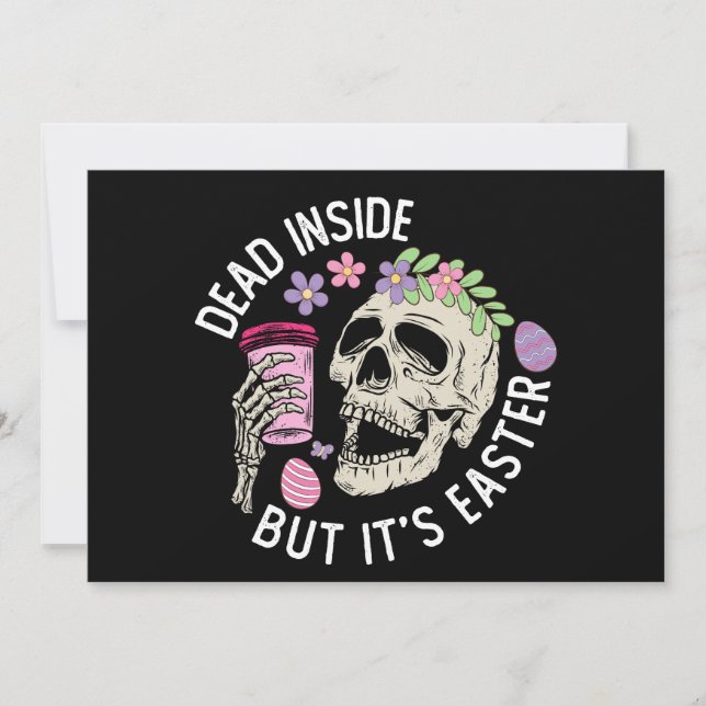 Dead Inside But It's Easter Skull Coffee Eggs Invitation (Front)