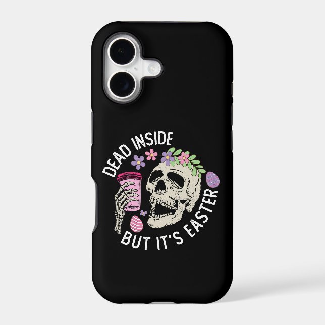 Dead Inside But It's Easter Skull Coffee Eggs Iphone Case (Back)