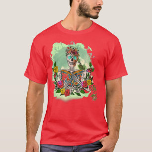 Dead Inside But It's Reading Time Funny Floral Ske T-Shirt