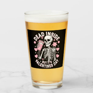 Dead Inside But It's Valentines Day Funny Skeleton Glass