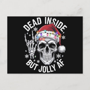 Dead Inside But Jolly AF Christmas Gift Skeleton Holiday Postcard