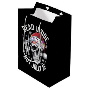 Dead Inside But Jolly AF Christmas Gift Skeleton  Medium Gift Bag