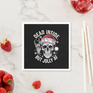 Dead Inside But Jolly AF Christmas Gift Skeleton Napkins