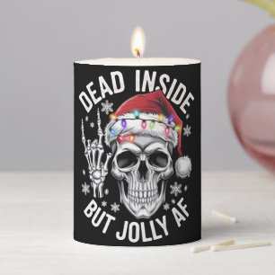 Dead Inside But Jolly AF Christmas Gift Skeleton  Pillar Candle