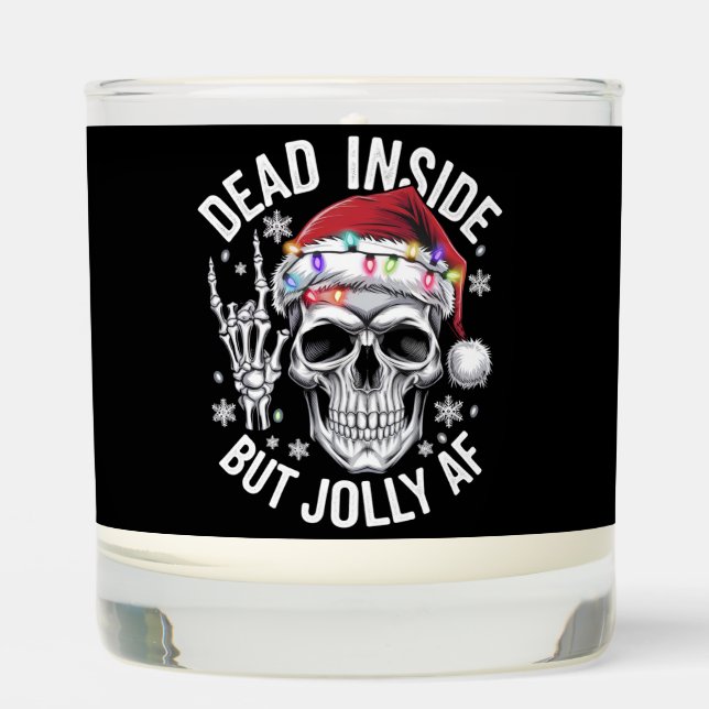 Dead Inside But Jolly AF Christmas Gift Skeleton  Scented Candle (Front)