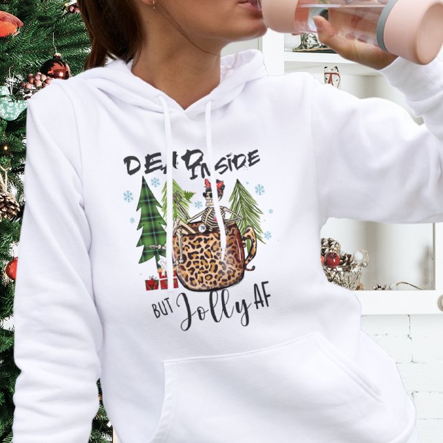 Dead Inside But Jolly AF Funny Christmas Skeleton Hoodie (Creator Uploaded)