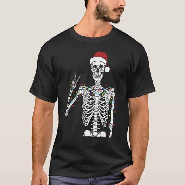 Dead-Inside But Jolly AF Skeleton Christmas Funny  T-Shirt (Front)