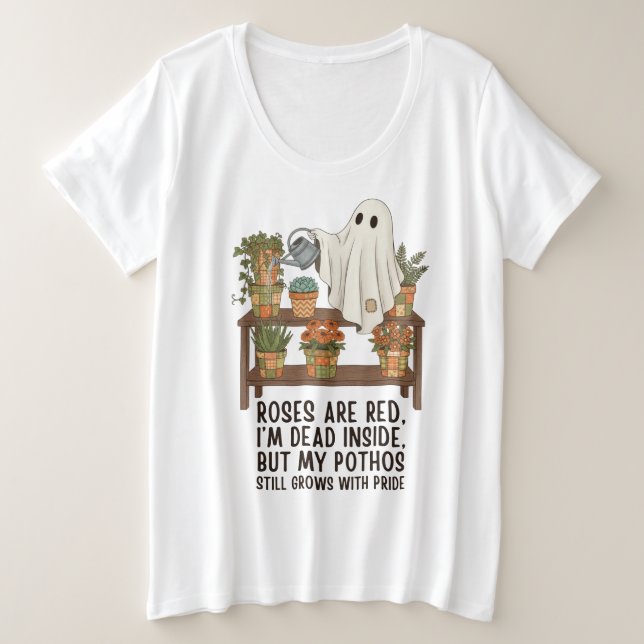 Dead Inside - Funny Ghost Plant Lover Plus Size T-Shirt (Design Front)