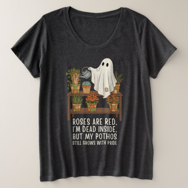 Dead Inside - Funny Ghost Plant Lover Plus Size T-Shirt (Design Front)