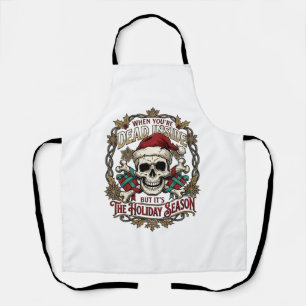 Dead Inside Holiday Season Christmas Skull Santa H Apron