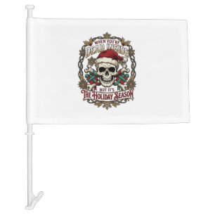 Dead Inside Holiday Season Christmas Skull Santa H Car Flag