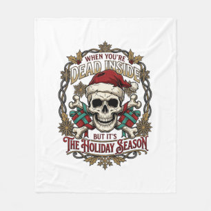 Dead Inside Holiday Season Christmas Skull Santa H Fleece Blanket