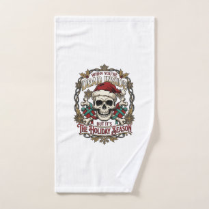 Dead Inside Holiday Season Christmas Skull Santa H Hand Towel