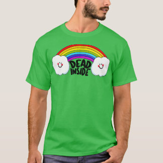Dead Inside Nihilist 80s Rainbow Graphic Design T-Shirt