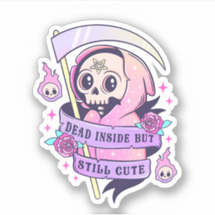Dead Inside Pastel Goth Grim Reaper Sticker