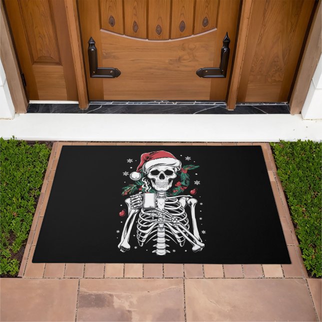 Dead Inside Skeleton Christmas Coffee Lover Gift  Doormat (Outdoor)
