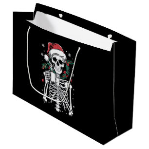 Dead Inside Skeleton Christmas Coffee Lover Gift Large Gift Bag