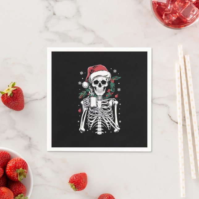 Dead Inside Skeleton Christmas Coffee Lover Gift  Napkins (Insitu)
