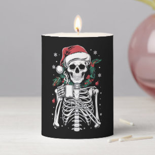 Dead Inside Skeleton Christmas Coffee Lover Gift Pillar Candle