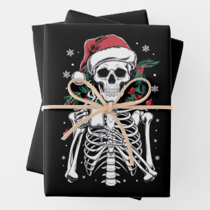 Dead Inside Skeleton Christmas Coffee Lover Gift Wrapping Paper Sheets
