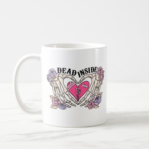 Dead Inside Skeleton Hands Heart Coffee Mug