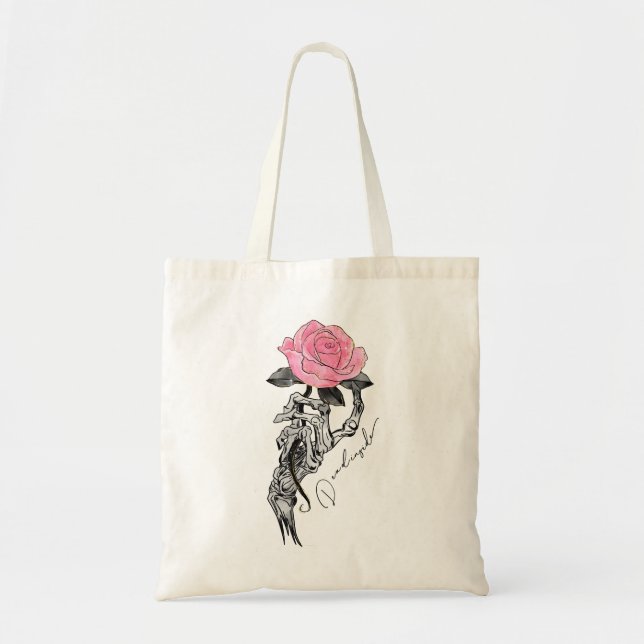 Dead Inside Skeleton Rose  Tote Bag (Front)