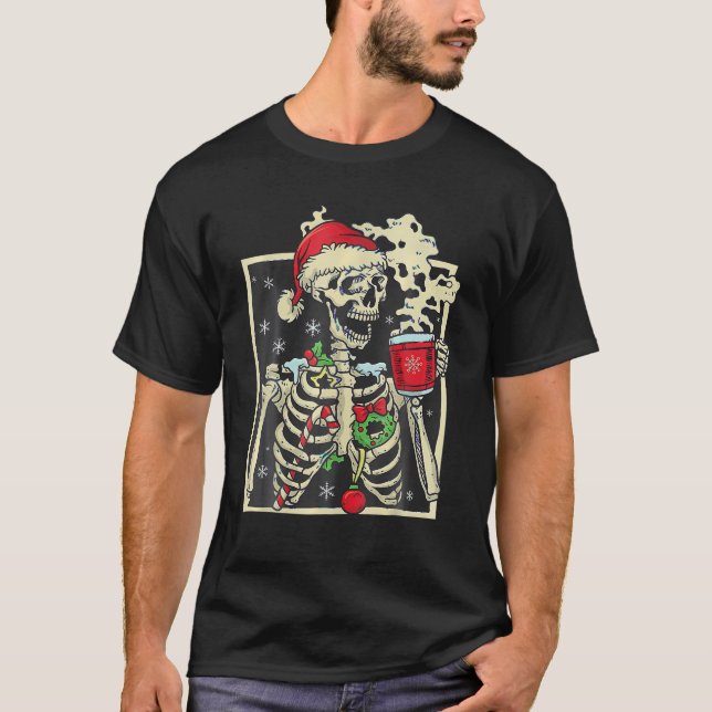 Dead Inside Skeleton Xmas Skull Sarcastic Christma T-Shirt (Front)