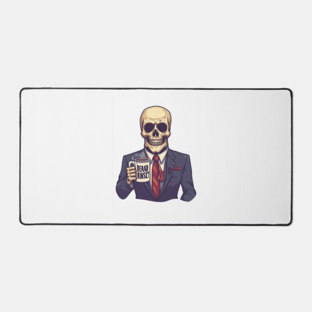 Dead Inside Skull – Funny Workday Skeleton Desk Mat (Front)