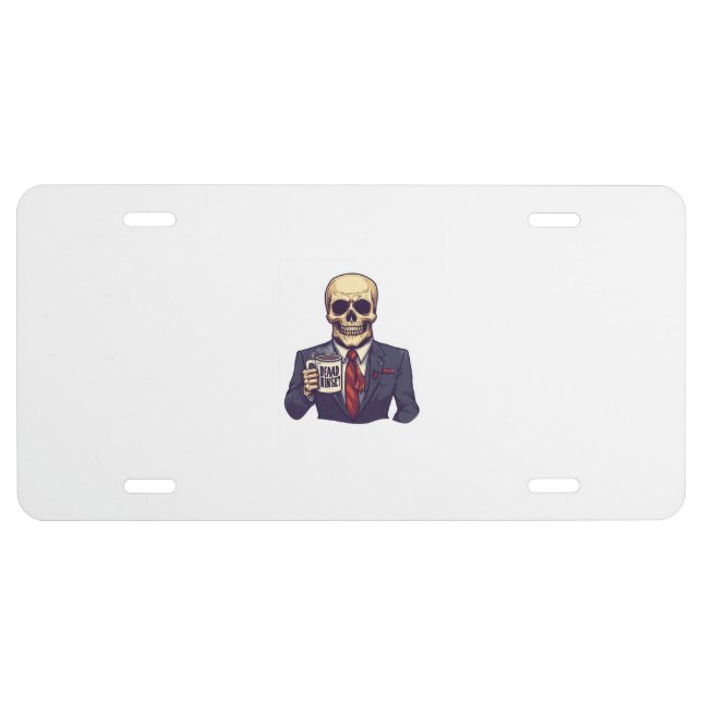 Dead Inside Skull � Funny Workday Skeleton License Plate (Front)