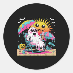 Dead Inside Tan Outside Funny Ghost Beach Art  Classic Round Sticker