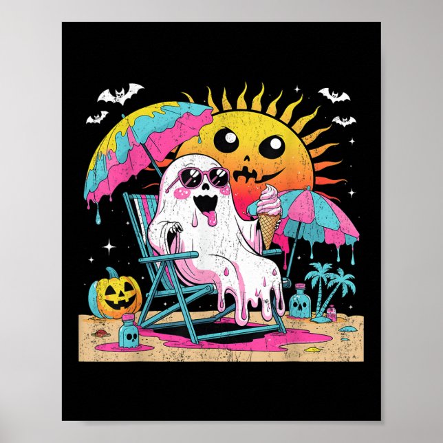 Dead Inside Tan Outside Funny Ghost Beach Art  Poster (Front)
