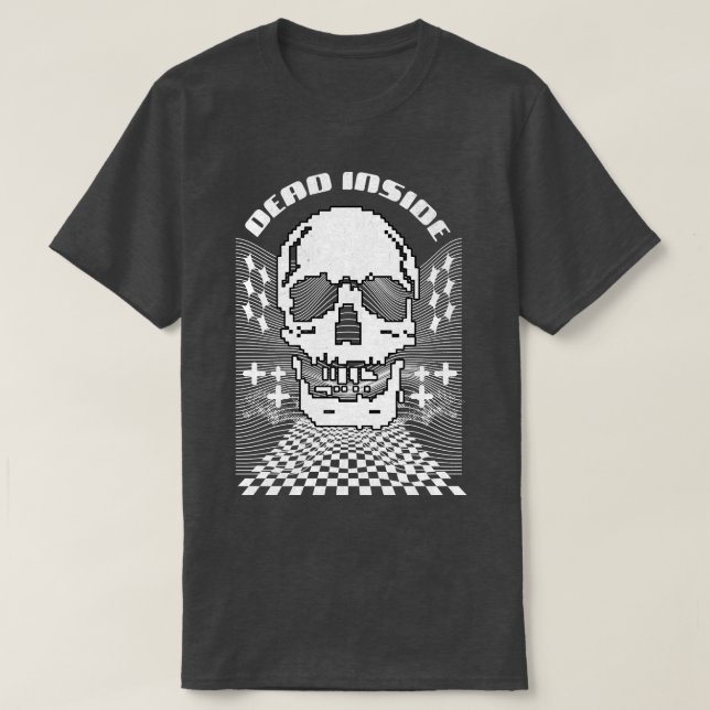 Dead Inside Y2K Cyberpunk Skull T-Shirt (Design Front)