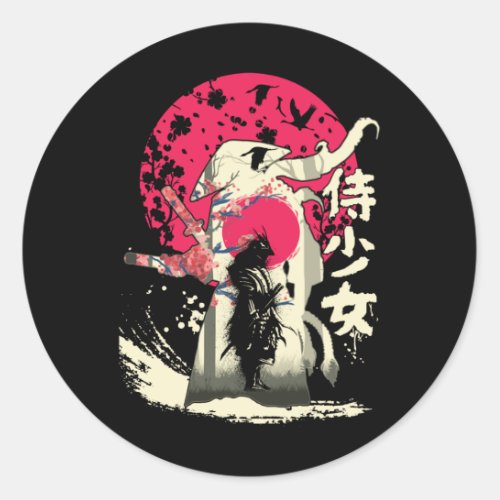 Dead Japanese Samurai Warrior Japan  Swordsman Classic Round Sticker