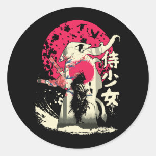 Dead Japanese Samurai Warrior Japan Swordsman Classic Round Sticker