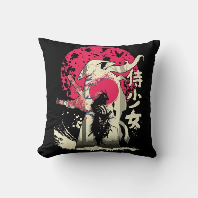 Dead Japanese Samurai Warrior Japan  Swordsman Throw Pillow (Front)