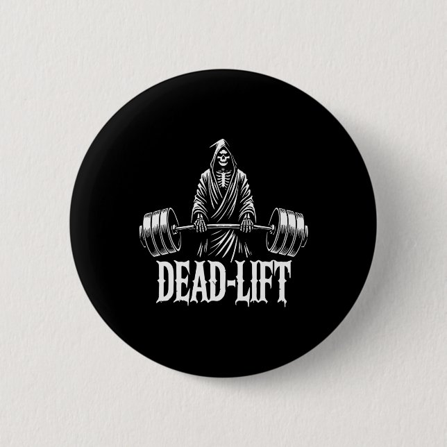 Dead-lift - Grim Reaper Halloween Gym Workout Body Button (Front)