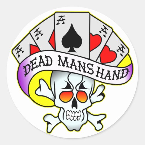 Dead Mans Hand Old School Tattoo Classic Round Sticker