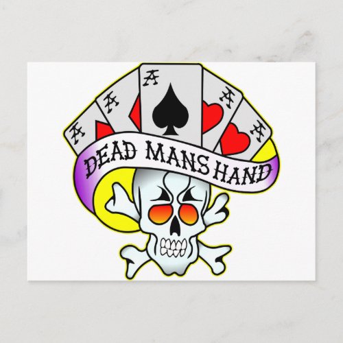 Dead Mans Hand Old School Tattoo Postcard