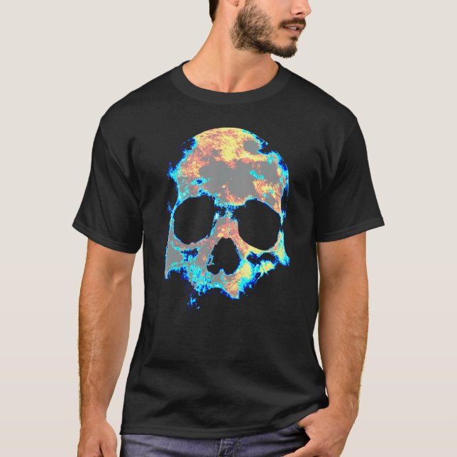 Dead Mans Skull Death Skeleton Head Bones Cool Sku T-Shirt (Front)
