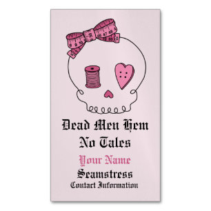 Dead Men Hem No Tales -Sewing Skull (Hair Bow) Magnetic Business Card