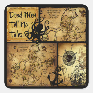 Dead Men Tell No Tales Treasure Map Square Sticker