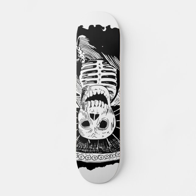 Dead Mexican Mad Mariachi Skull Skateboard Deck (Front)