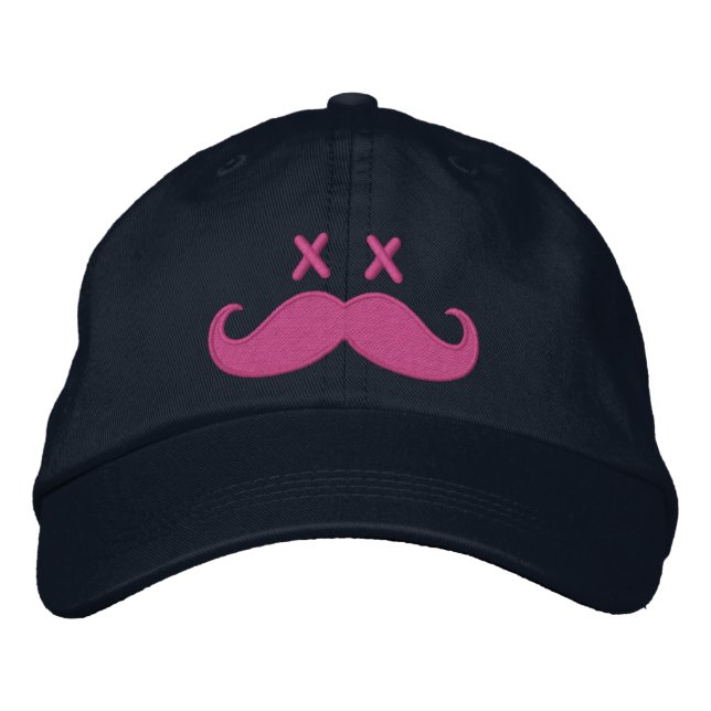 Dead Mustache PINK Embroidered Baseball Hat (Front)