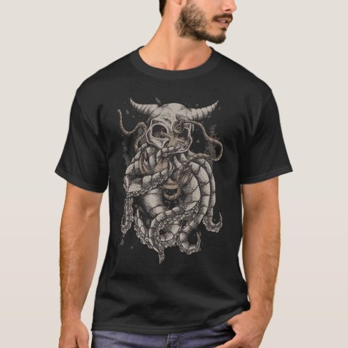 Dead Octopus Skull and anchor Kraken Tentacle Gift T_Shirt