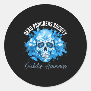 Dead Pancreas Society Diabetes Awareness Floral Su Classic Round Sticker